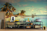 3D Sea Beach Palm Tree Wall Mural Wallpaper 125- Jess Art Decoration