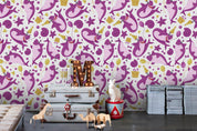 3D Cartoon Animal Purple Shark Wall Mural Wallpaper LQH 229- Jess Art Decoration