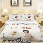 3D Beauty Woman Cat Porcelain Vase Plant Fruit Quilt Cover Set Bedding Set Duvet Cover Pillowcases SF25- Jess Art Decoration