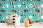 3D green dog puppy footprint bone wall mural wallpaper 75- Jess Art Decoration