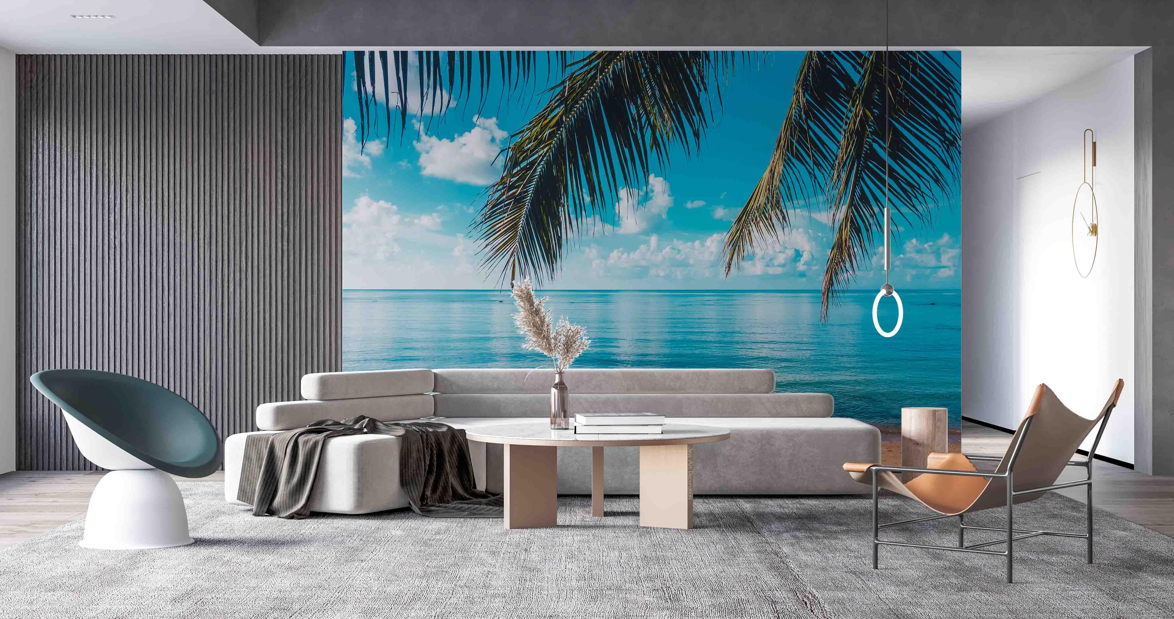 3D Beach Blue Ocean Coconut Tree Landscape Wall Mural Wallpaper GD 2835- Jess Art Decoration