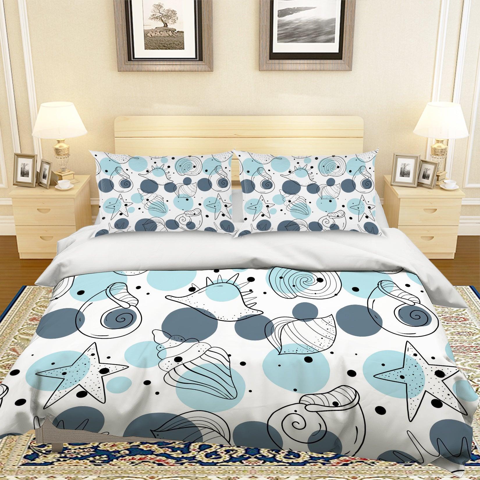 3D Cartoon Starfish Shell Quilt Cover Set Bedding Set Pillowcases 103- Jess Art Decoration