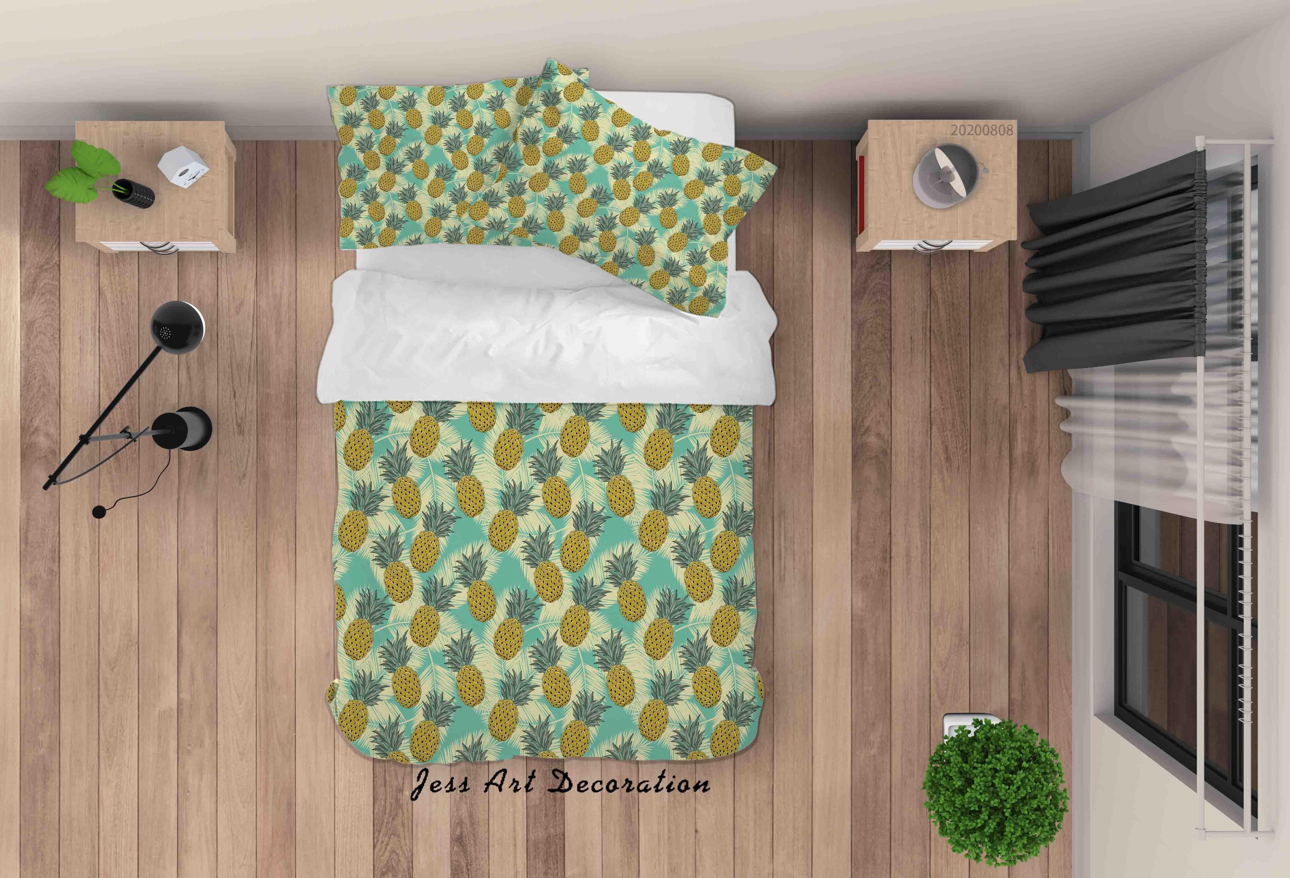 3D Hand Drawn Colorful Pineapple Quilt Cover Set Bedding Set Duvet Cover Pillowcases LXL- Jess Art Decoration