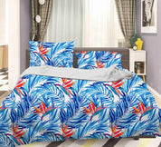 3D Blue Leaves Quilt Cover Set Bedding Set Pillowcases 62- Jess Art Decoration