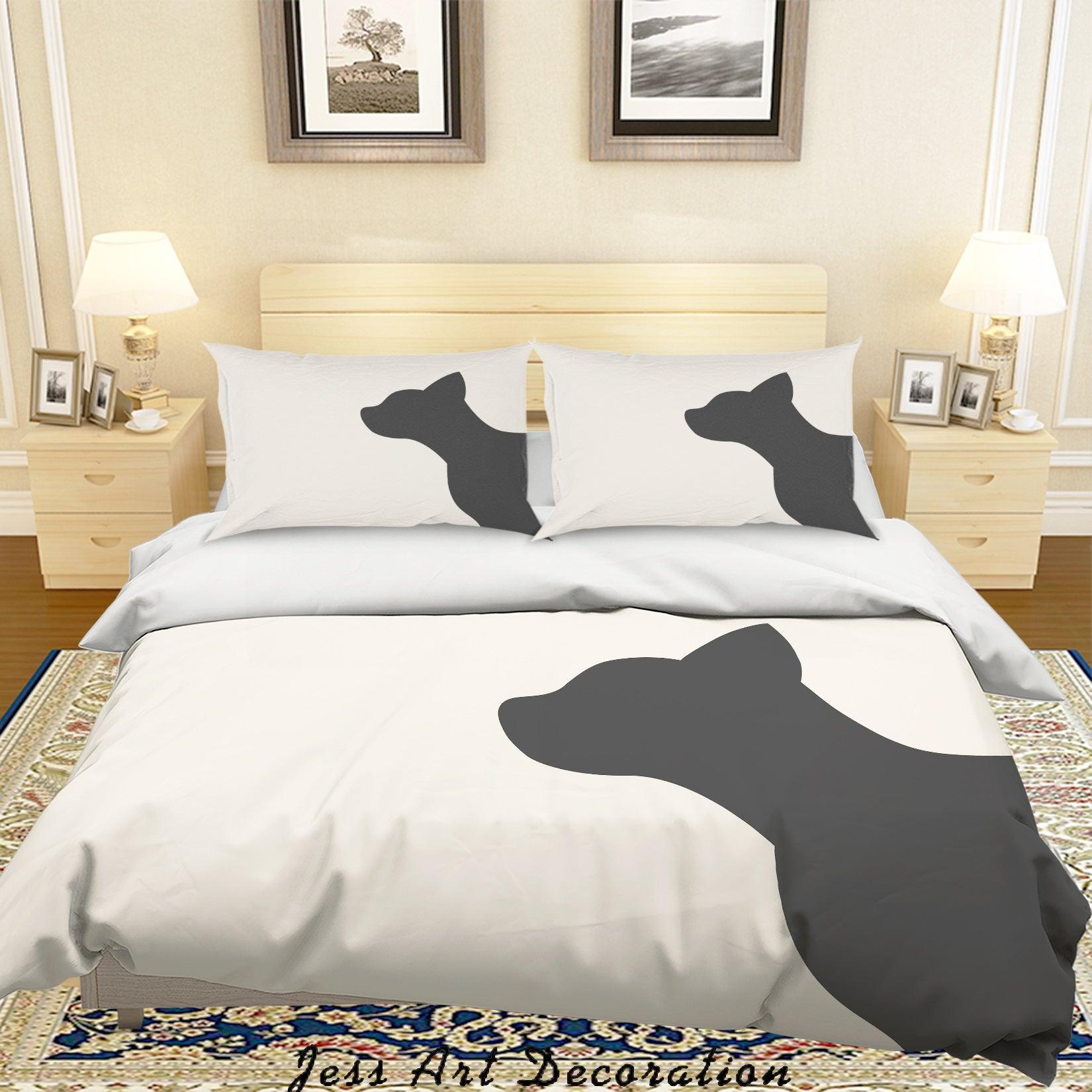 3D White Black Cat Kitty Quilt Cover Set Bedding Set Duvet Cover Pillowcases SF16- Jess Art Decoration