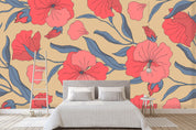 3D Red Floral Warm Wall Mural Wallpaper 03- Jess Art Decoration