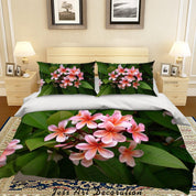 3D Pink Frangipani Floral Quilt Cover Set Bedding Set Duvet Cover Pillowcases 232- Jess Art Decoration