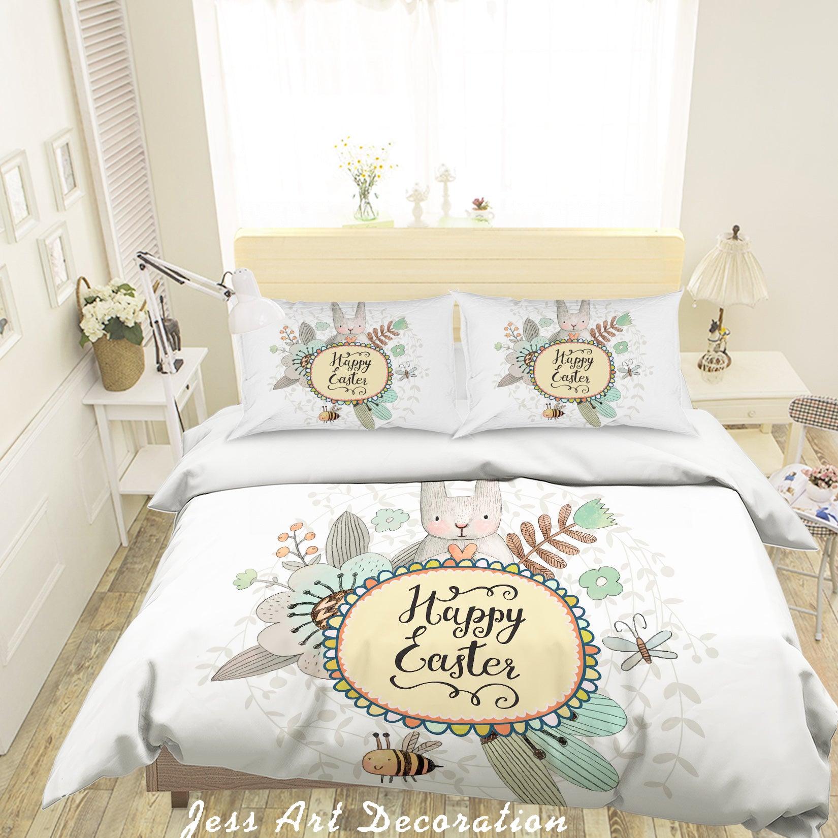 3D Cartoon Rabbit Flower Quilt Cover Set Bedding Set Pillowcases 32- Jess Art Decoration
