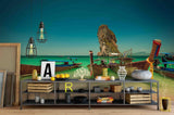 3D seaside wooden boat wall mural wallpaper 17- Jess Art Decoration