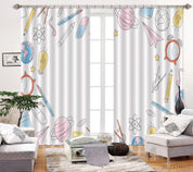 3D Cartoon School Supplies Curtains and Drapes LQH 96- Jess Art Decoration