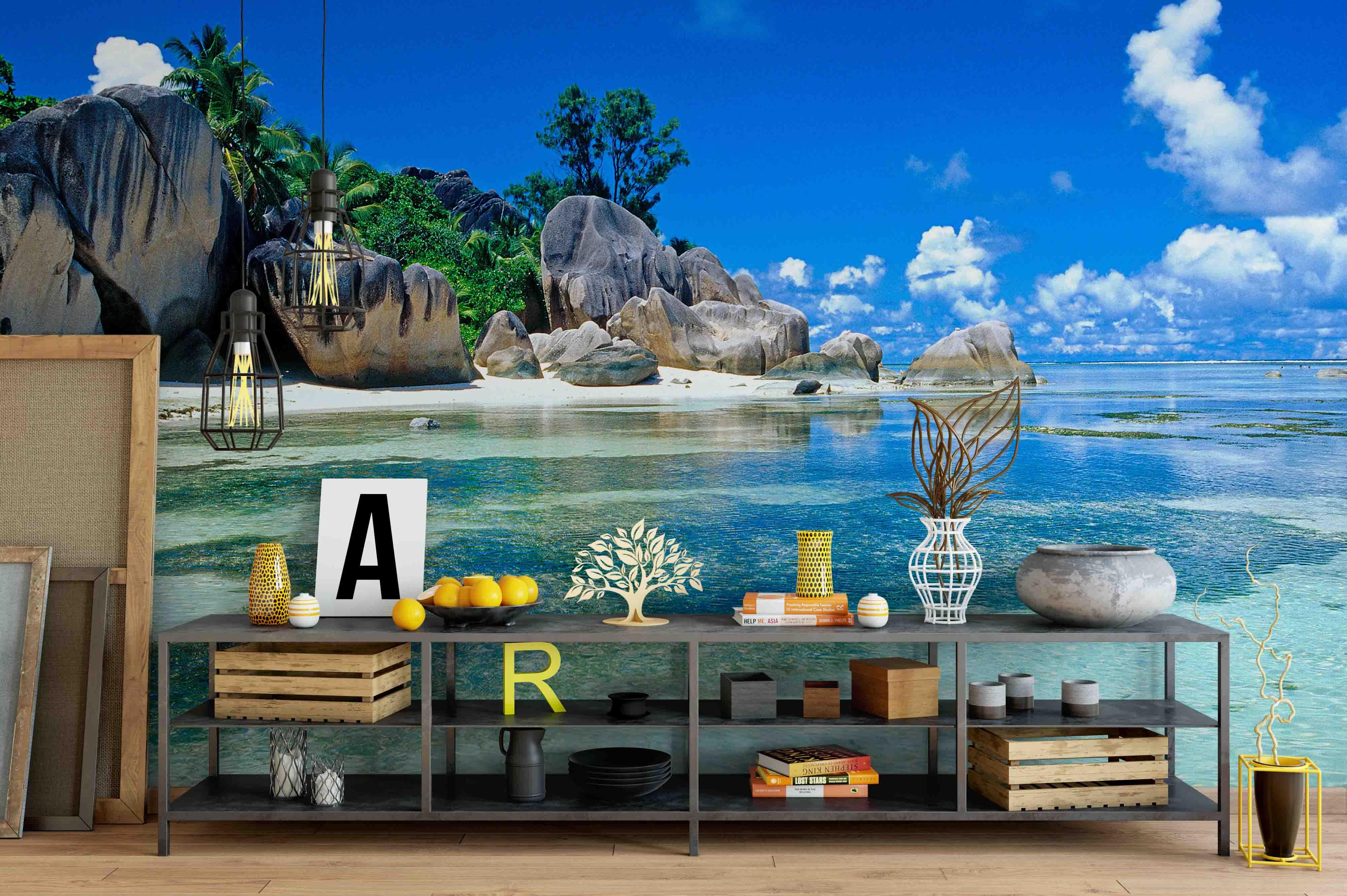 3D Sea Sky Reef Trees Wall Mural Wallpaper 210- Jess Art Decoration