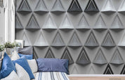 3D Grey Geometric Triangle Wall Mural Wallpaper LQH 318- Jess Art Decoration