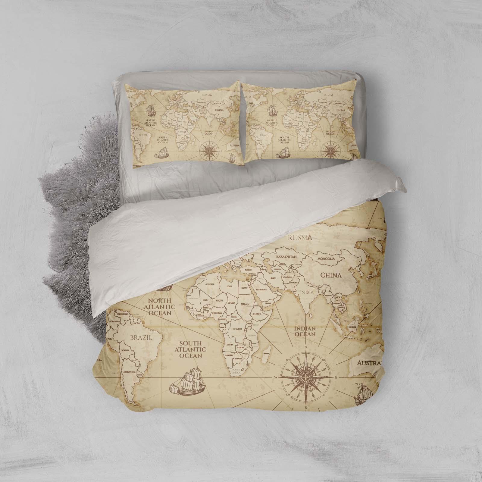 3D Yellow World Map Quilt Cover Set Bedding Set Pillowcases 82- Jess Art Decoration