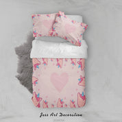 3D Pink Heart Unicorn Quilt Cover Set Bedding Set Duvet Cover Pillowcases SF15- Jess Art Decoration