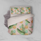 3D Pink Pineapple Leaves Quilt Cover Set Bedding Set Pillowcases 03- Jess Art Decoration