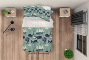 3D Cartoon Dolphin Sailboat Quilt Cover Set Bedding Set Pillowcases 21- Jess Art Decoration