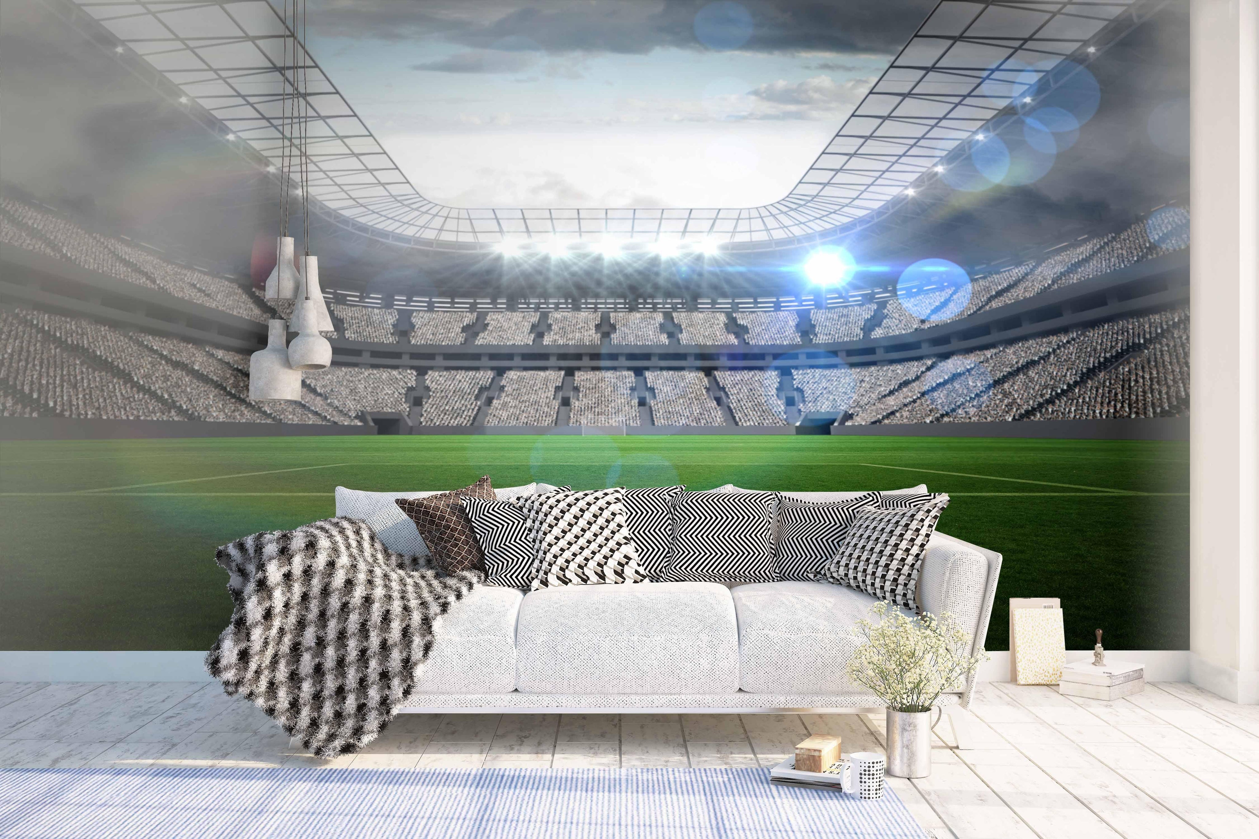 3D soccer football stadium wall mural wallpaper 14- Jess Art Decoration