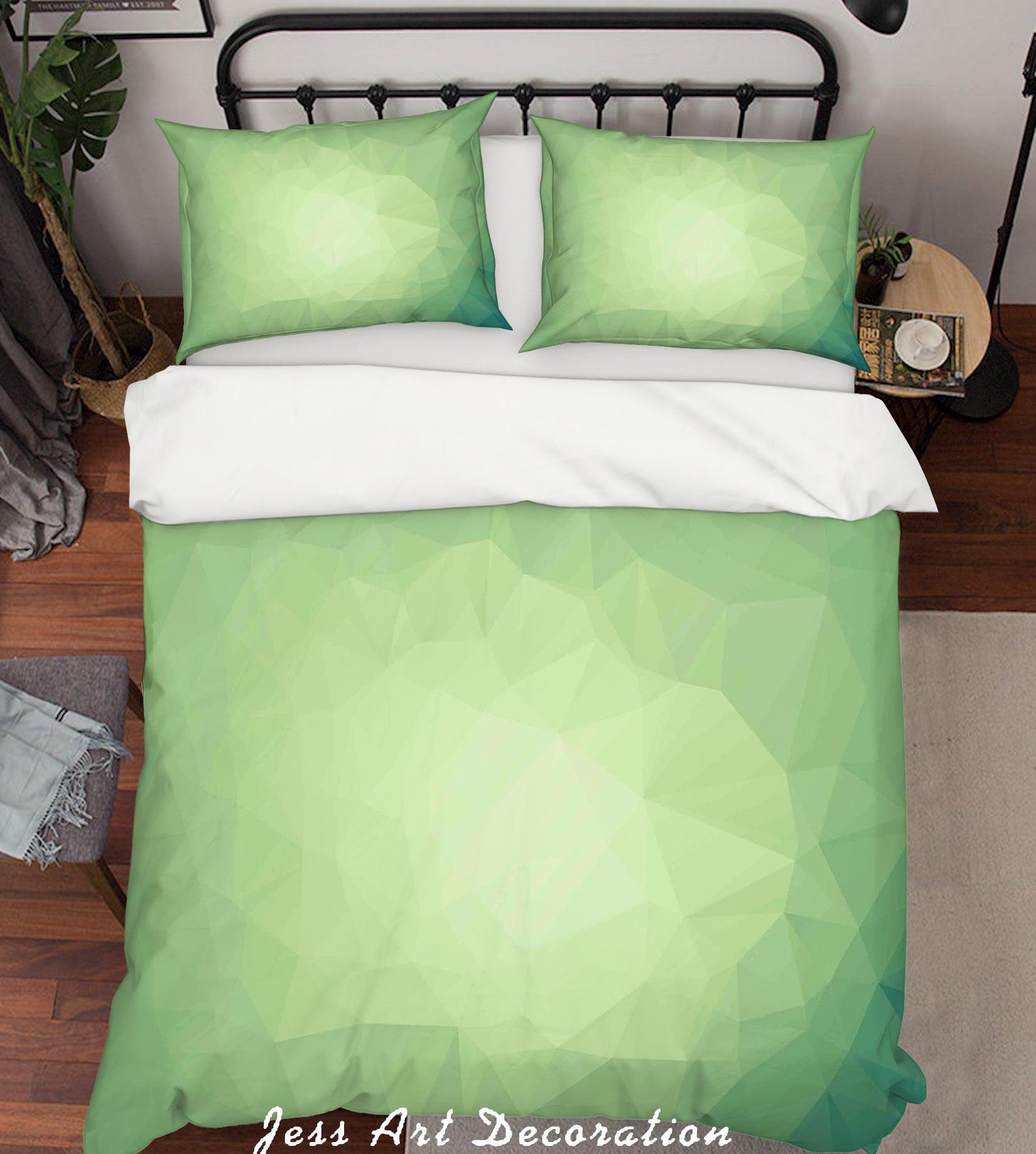 3D Light Green Triangle Quilt Cover Set Bedding Set Pillowcases 12- Jess Art Decoration
