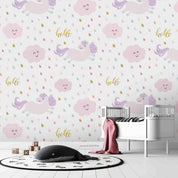 3D Cartoon Purple Unicorn Pink Cloud Wall Mural Wallpaper LXL 239- Jess Art Decoration