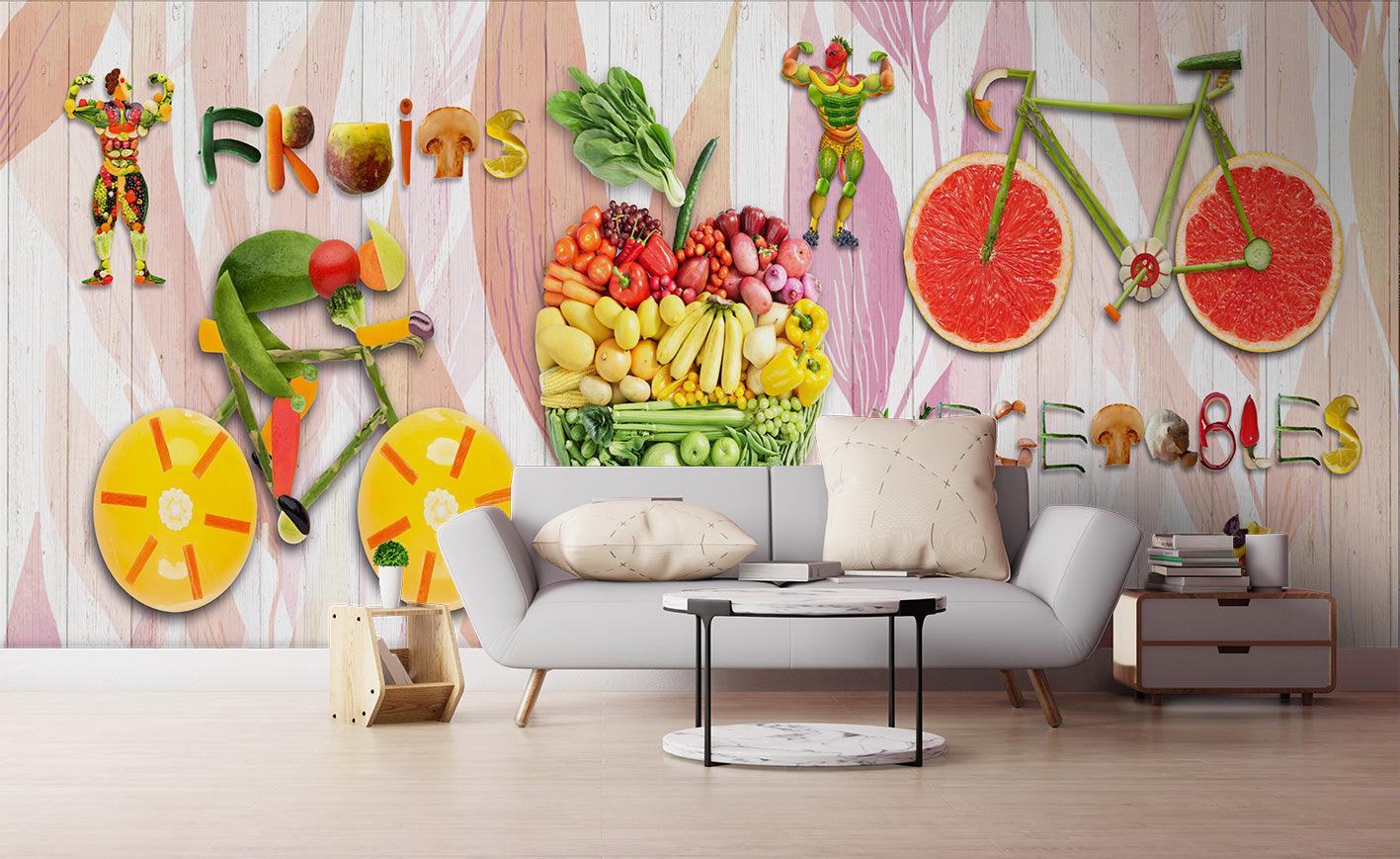 3D Colorful Fruit Bicycle Wall Mural Wallpaper 27- Jess Art Decoration