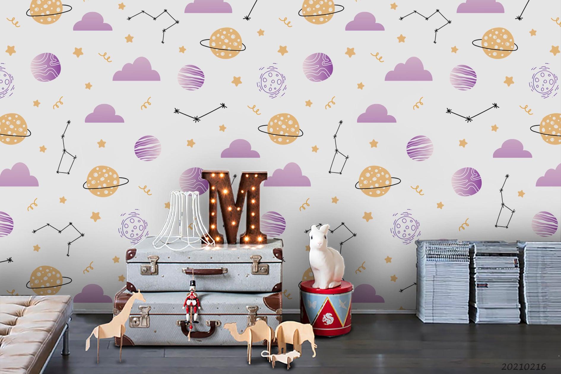 3D Cartoon Planet Cloud Constellation Wall Mural Wallpaper LQH 31- Jess Art Decoration