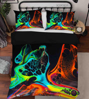 3D Abstract Green Orange Marble Texture Quilt Cover Set Bedding Set Duvet Cover Pillowcases 5- Jess Art Decoration