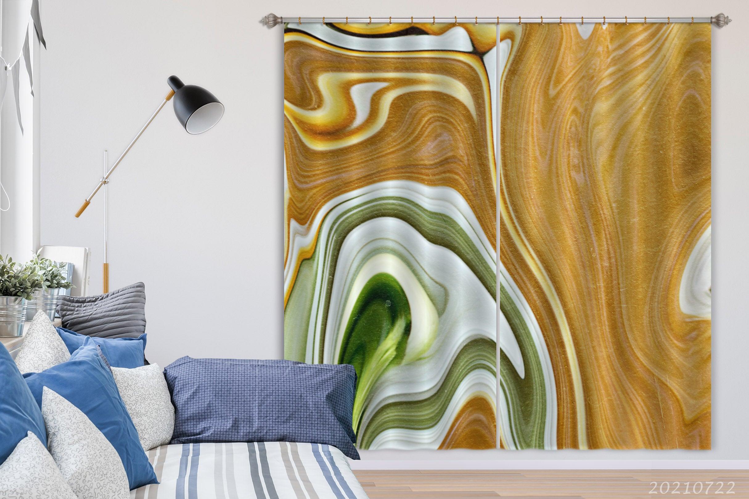 3D Golden Marble Texture Pattern Curtains and Drapes LQH 391- Jess Art Decoration