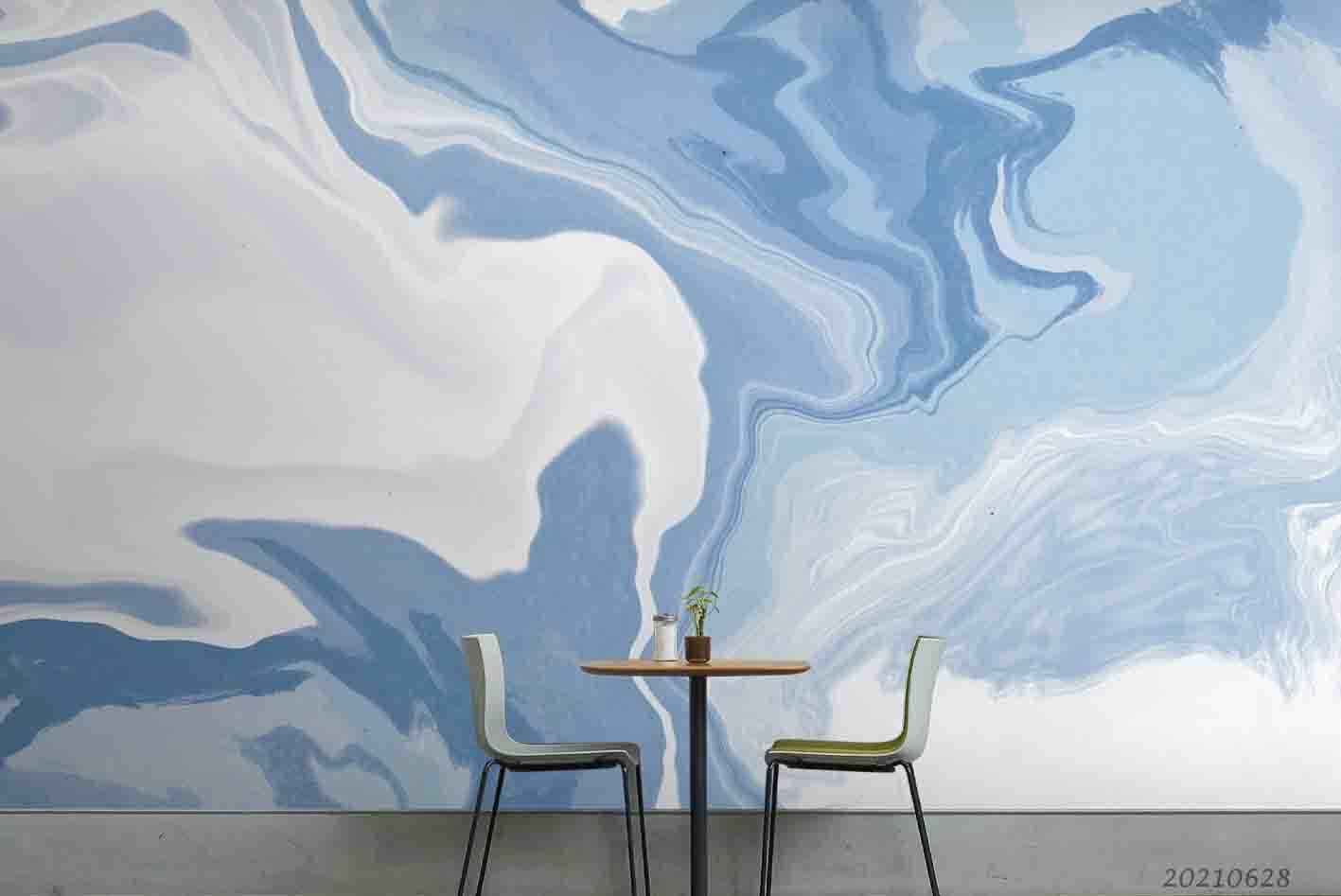 3D Abstract Blue Marble Texture Wall Mural Wallpaper LQH 223- Jess Art Decoration