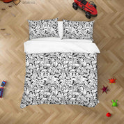 3D Cartoon Monsters Graffiti Quilt Cover Set Bedding Set Duvet Cover Pillowcases 92- Jess Art Decoration