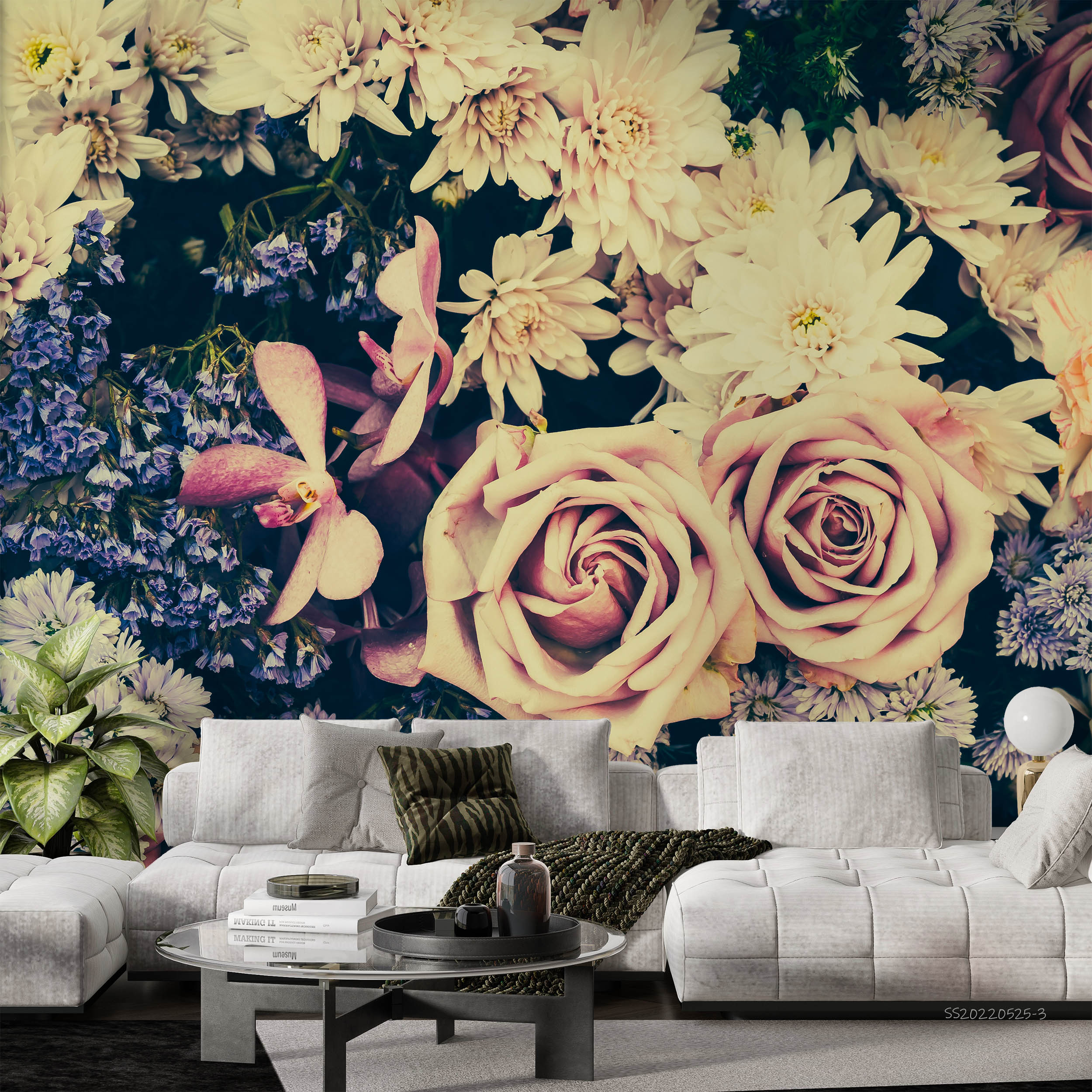 3D Vintage Rose Floral Background Wall Mural Wallpaper GD 320- Jess Art Decoration