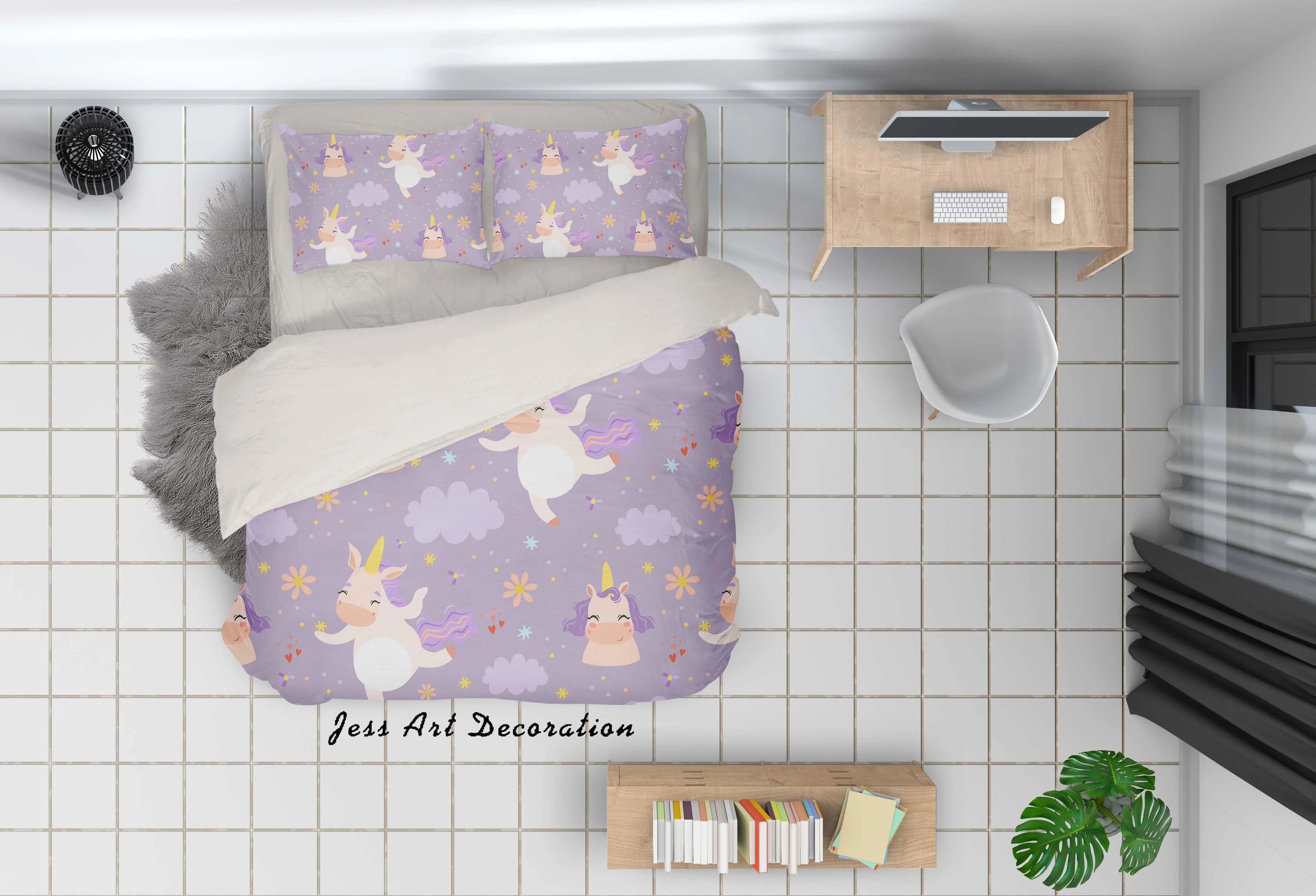 3D Purple Unicorn Quilt Cover Set Bedding Set Pillowcases 50- Jess Art Decoration