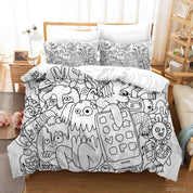 3D Abstract Gray Monster Graffiti Quilt Cover Set Bedding Set Duvet Cover Pillowcases 20- Jess Art Decoration