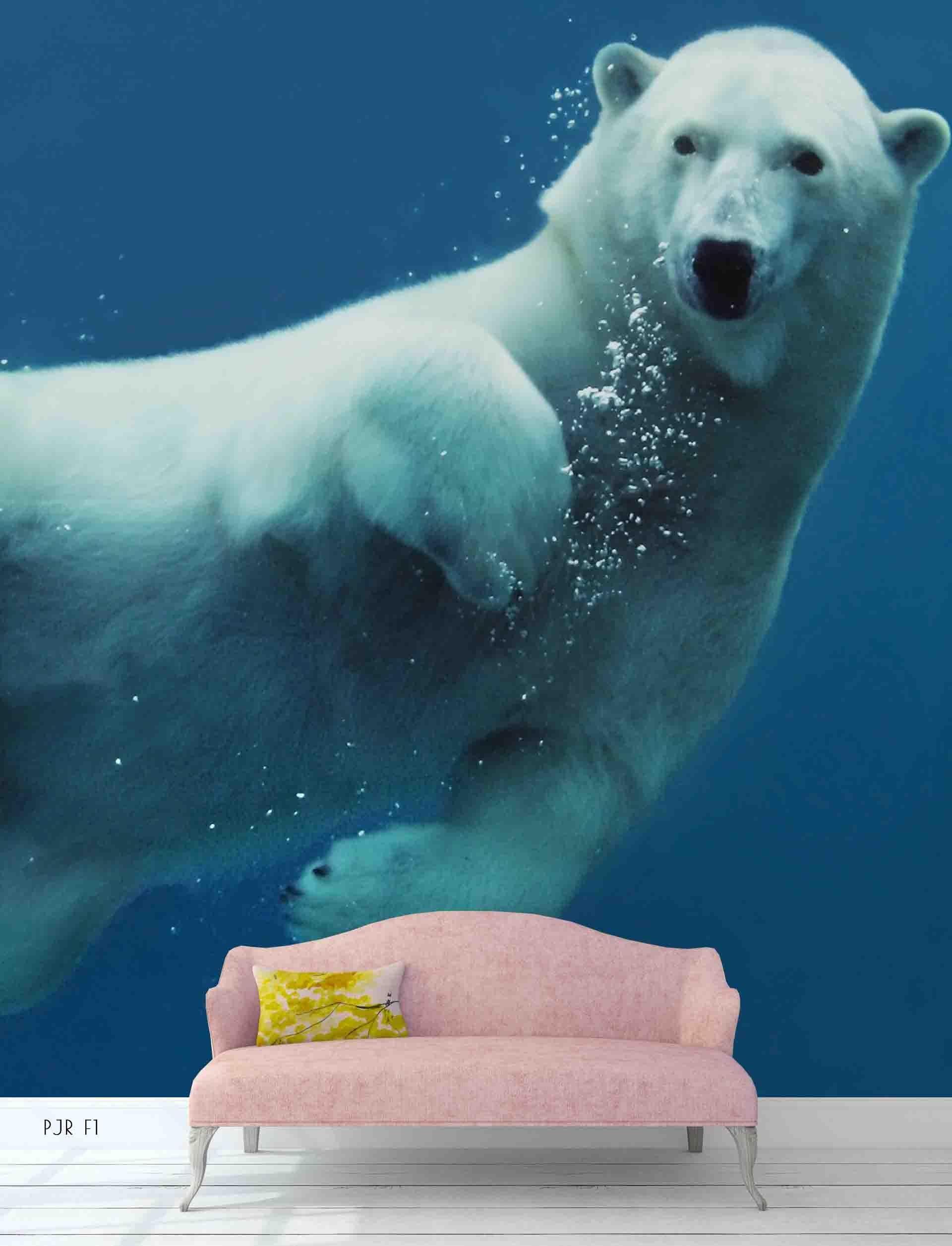 3D Polar Bear polar bear animal mural wall mural wallpaper for nursery - view 2
