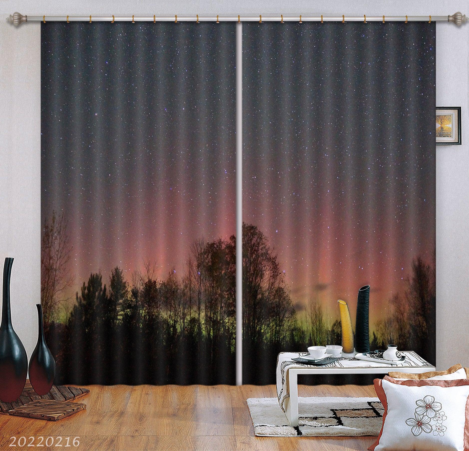3D Woods Night Stars Colorful Sky Curtains and Drapes GD 2093- Jess Art Decoration
