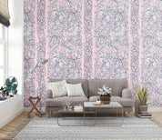 3D Vintage Leaves Floral Pink Background Wall Mural Wallpaper GD 4018- Jess Art Decoration