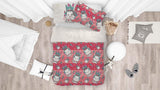 3D Cartoon Cat Kitty Feather Red Quilt Cover Set Bedding Set Pillowcases 34- Jess Art Decoration