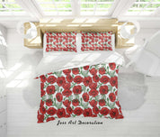 3D White Red Floral Quilt Cover Set Bedding Set Duvet Cover Pillowcases SF117- Jess Art Decoration
