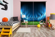 3D Football Field Blue Curtains and Drapes A69- Jess Art Decoration