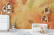 3D Hand Drawn Autumn Maple Leaves Plant Wall Mural Wallpaper LXL- Jess Art Decoration