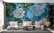 3D Oil Painting Blue Floral Wall Mural Wallpaper GD 2360- Jess Art Decoration