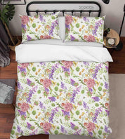 3D Hand Drawn Pink Purple Floral Quilt Cover Set Bedding Set Duvet Cover Pillowcases 88- Jess Art Decoration