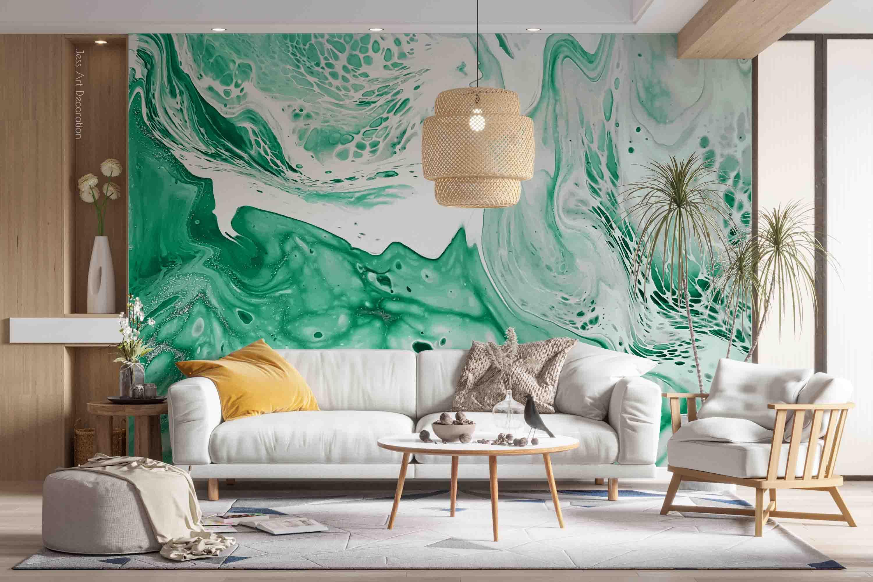 3D Green White Marble Texture Wall Mural Wallpaper GD 2889- Jess Art Decoration