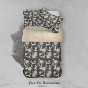3D Hand Drawn Pink Chrysanthemum Floral Crane Plant Pattern Quilt Cover Set Bedding Set Duvet Cover Pillowcases LXL- Jess Art Decoration