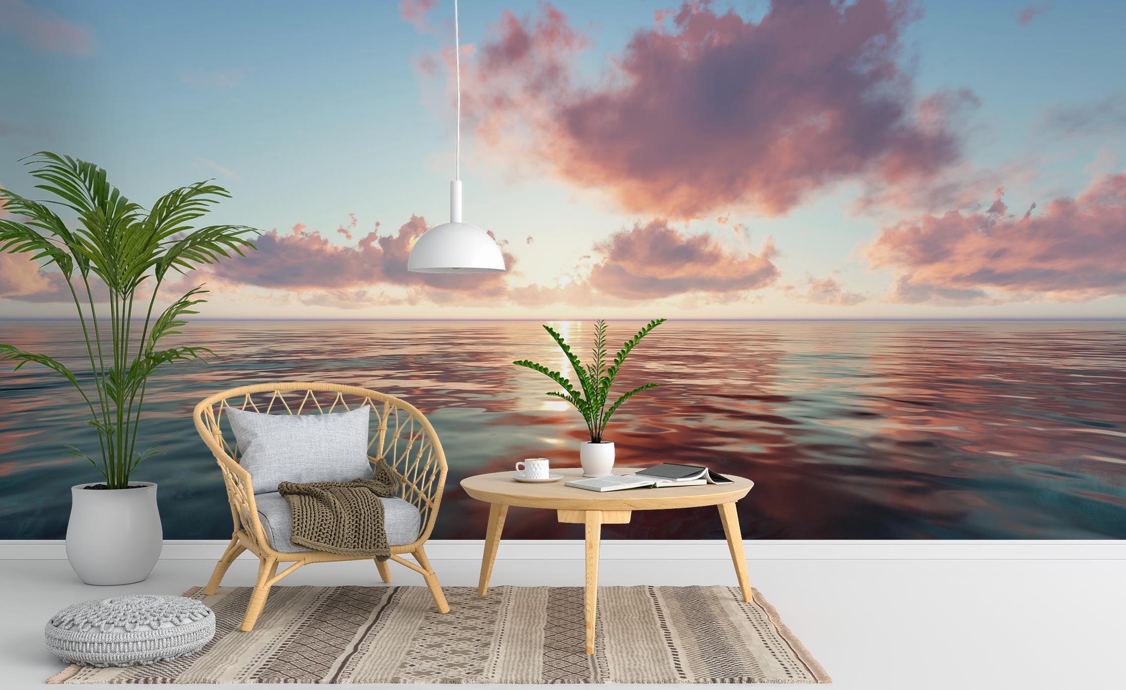 3D Beautiful Sea Sunrise Clouds Wall Mural Wallpaper ZY D120- Jess Art Decoration