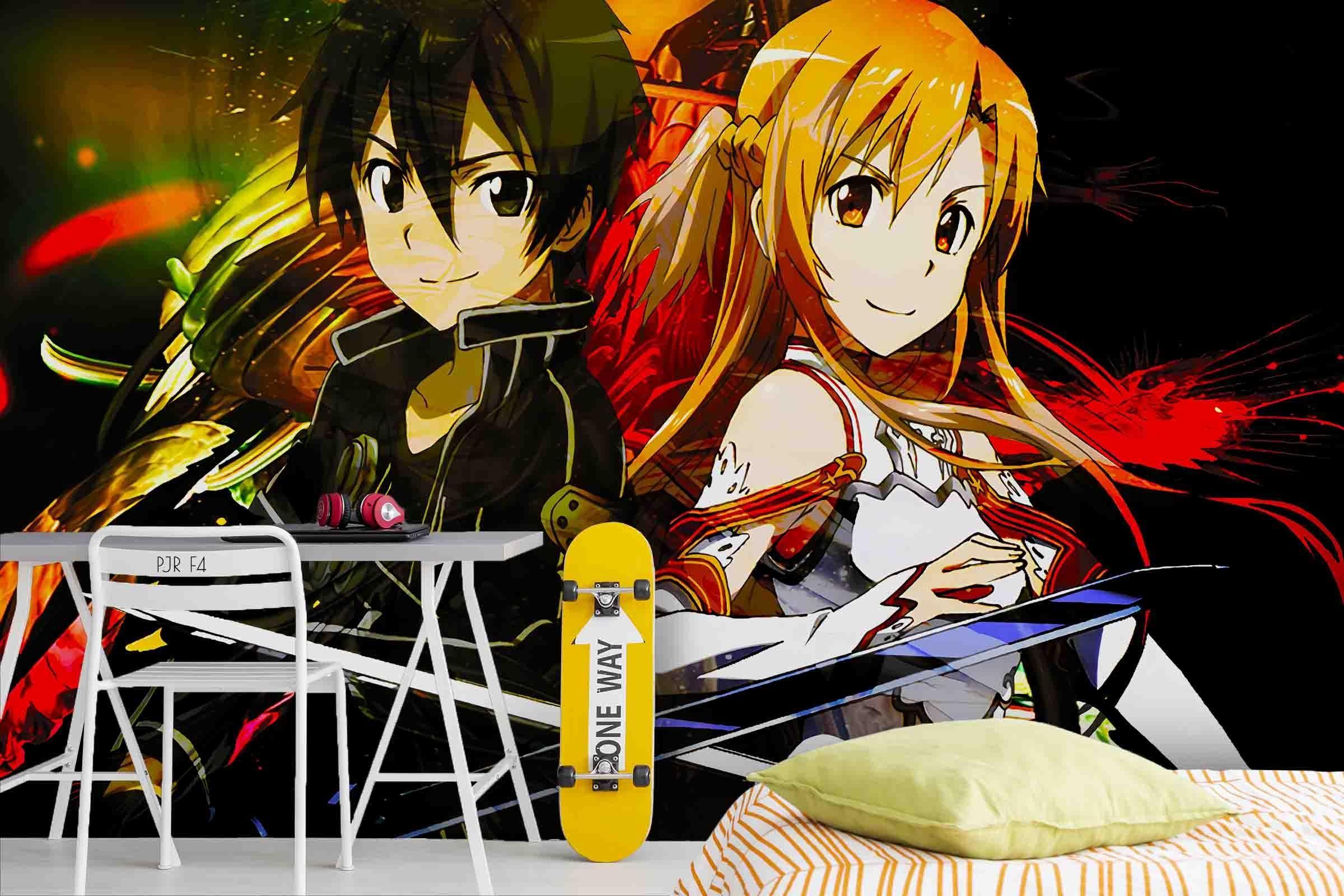 3D Anime Fighting Duo anime fighting duo mural wall mural wallpaper for teen room - view 2