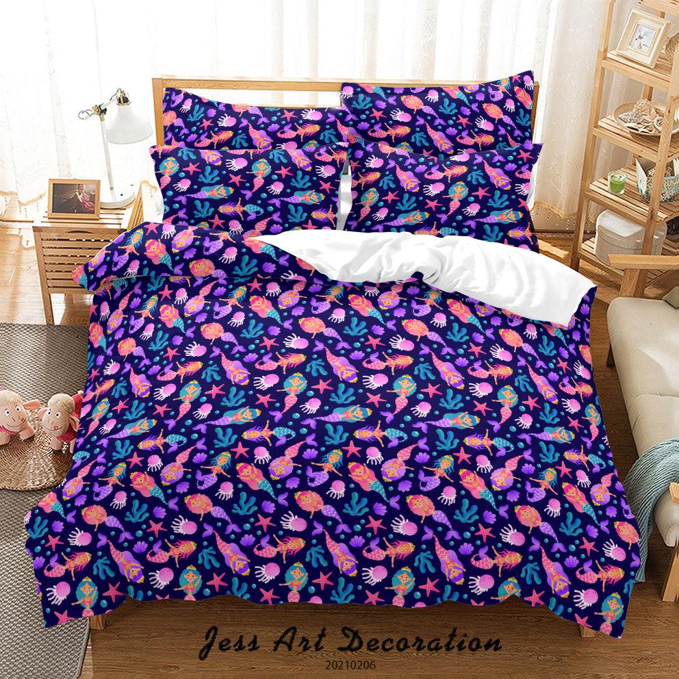 3D Hand Drawn Colored Marine Creature Quilt Cover Set Bedding Set Duvet Cover Pillowcases 180- Jess Art Decoration