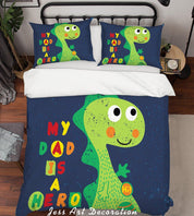 3D Cartoon Dinosaur Green Quilt Cover Set Bedding Set Pillowcases 157- Jess Art Decoration