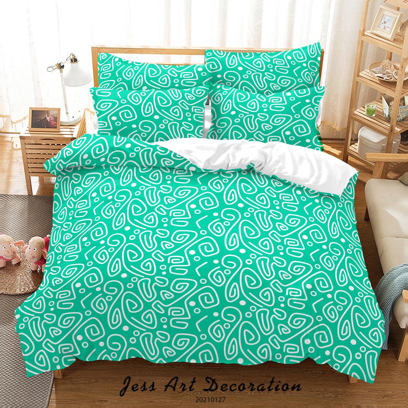 3D Abstract Green Geometry Line Quilt Cover Set Bedding Set Duvet Cover Pillowcases 177- Jess Art Decoration