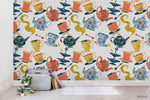 3D Cartoon Colorful Teapot Cup Wall Mural Wallpaper LXL 1553- Jess Art Decoration