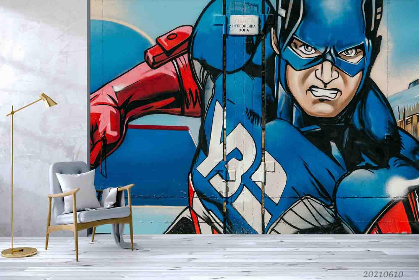 3D Hand-painted Graffiti Marvel Avengers Wall Mural Wallpaper SWW1837- Jess Art Decoration